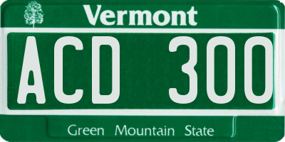 VT license plate ACD300