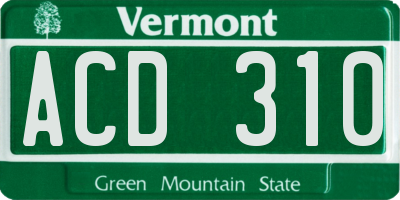 VT license plate ACD310