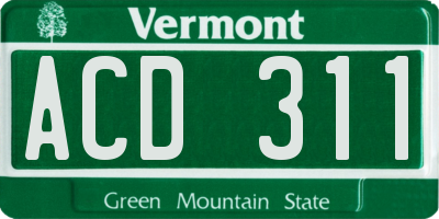 VT license plate ACD311