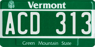 VT license plate ACD313