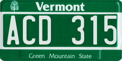 VT license plate ACD315