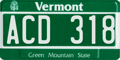 VT license plate ACD318