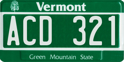 VT license plate ACD321