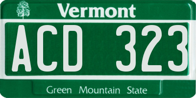 VT license plate ACD323