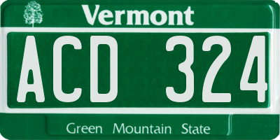 VT license plate ACD324