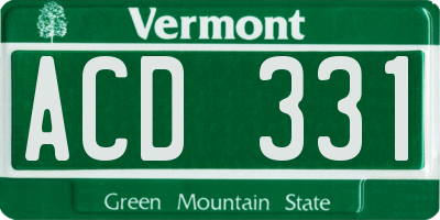 VT license plate ACD331