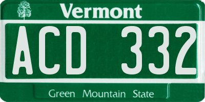 VT license plate ACD332