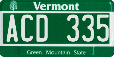 VT license plate ACD335