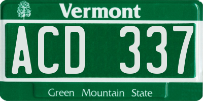 VT license plate ACD337