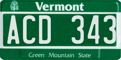 VT license plate ACD343