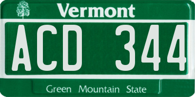 VT license plate ACD344