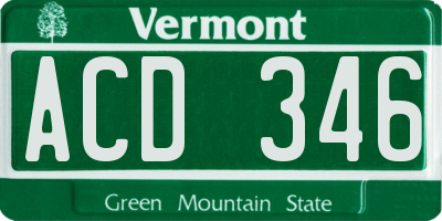 VT license plate ACD346