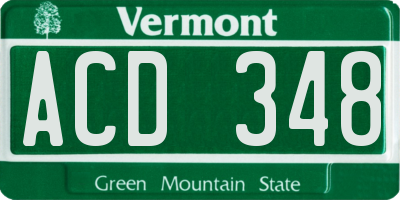 VT license plate ACD348