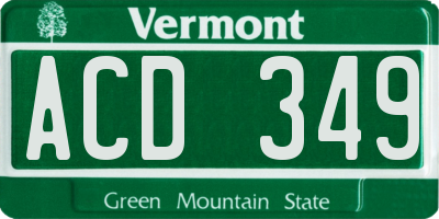 VT license plate ACD349