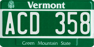 VT license plate ACD358