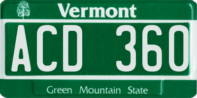 VT license plate ACD360