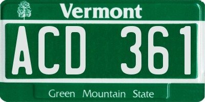 VT license plate ACD361