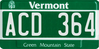 VT license plate ACD364