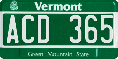 VT license plate ACD365