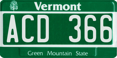 VT license plate ACD366