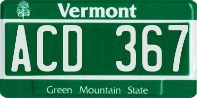 VT license plate ACD367