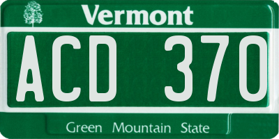 VT license plate ACD370