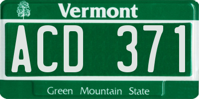 VT license plate ACD371