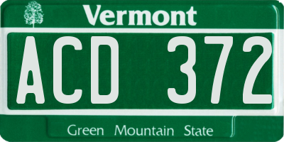 VT license plate ACD372