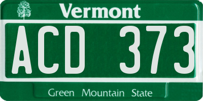 VT license plate ACD373