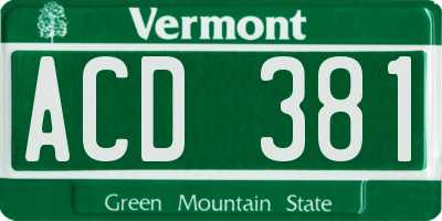 VT license plate ACD381