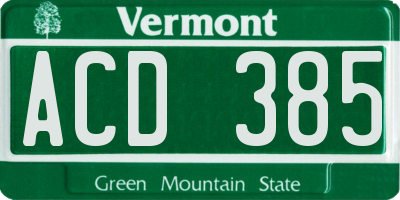 VT license plate ACD385