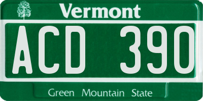 VT license plate ACD390