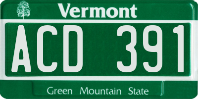 VT license plate ACD391