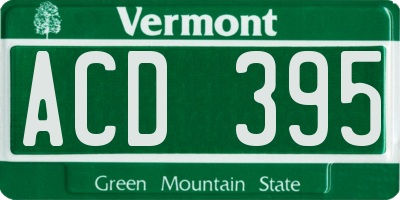 VT license plate ACD395