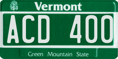 VT license plate ACD400