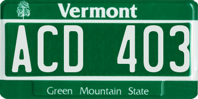 VT license plate ACD403