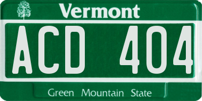 VT license plate ACD404