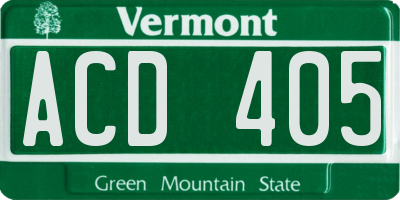 VT license plate ACD405