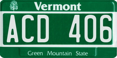 VT license plate ACD406