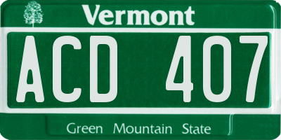 VT license plate ACD407