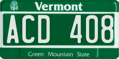 VT license plate ACD408