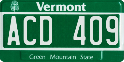 VT license plate ACD409