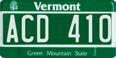 VT license plate ACD410