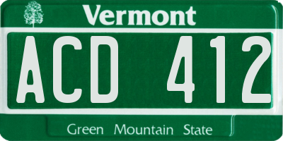 VT license plate ACD412