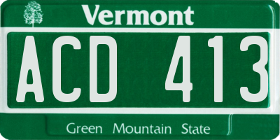 VT license plate ACD413