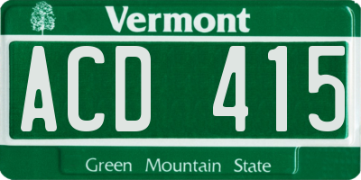 VT license plate ACD415