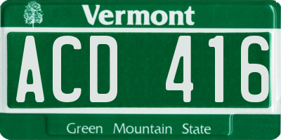 VT license plate ACD416