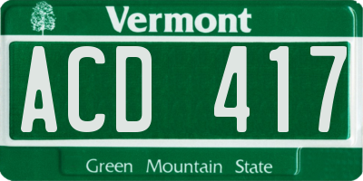 VT license plate ACD417