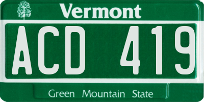 VT license plate ACD419