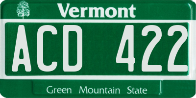 VT license plate ACD422